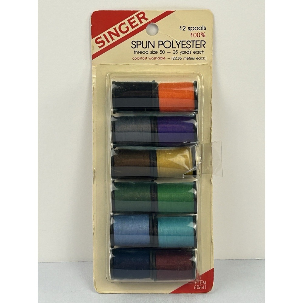 Vintage Singer Thread Set NOS 12 Spools Spun Polyester Sewing USA New